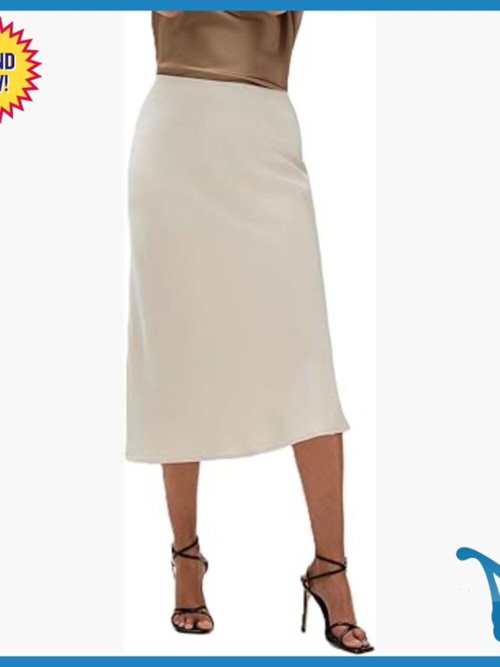Matte Satin Midi Skirt High Rise Waist Bias Cut